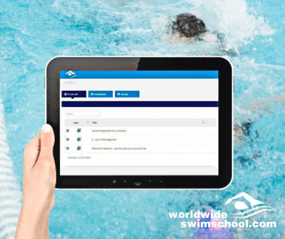 world wide swim school online platform on an ipad