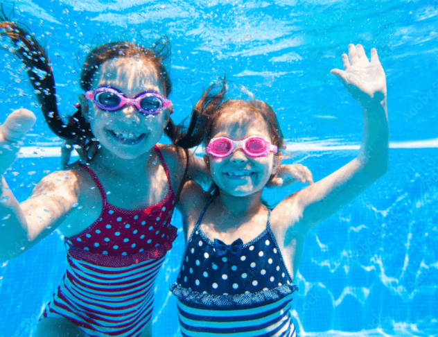 Little girls in pool