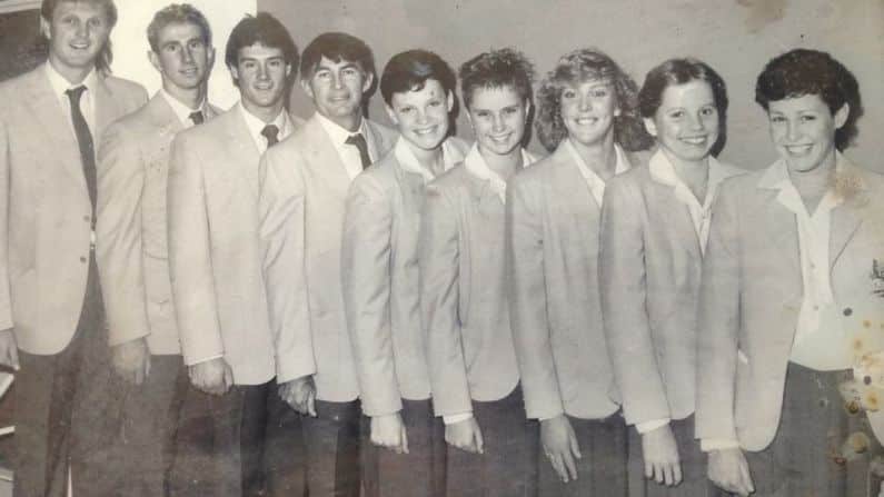 Laurie with olympic athletes early days